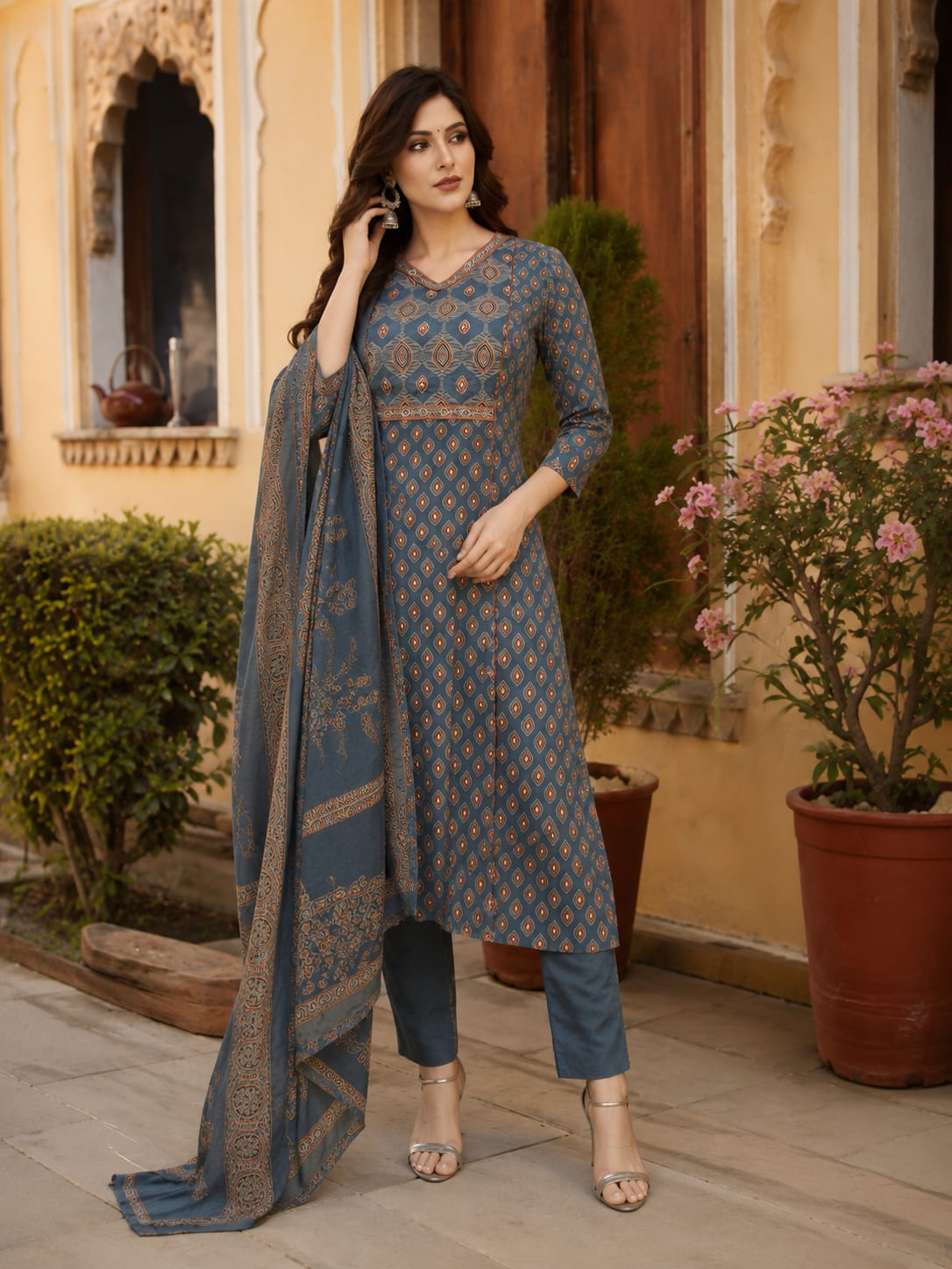 Premium Cotton Kurti Set with Dupatta