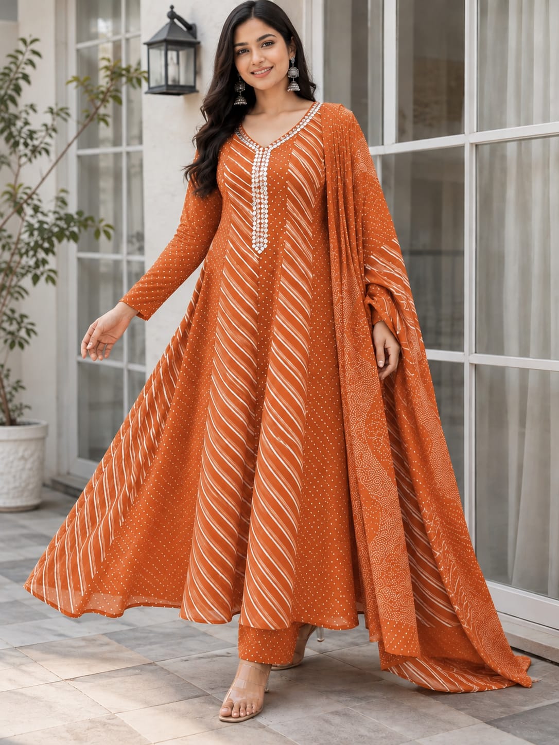 Premium Designer Kurti Set with Dupatta -Leheriya