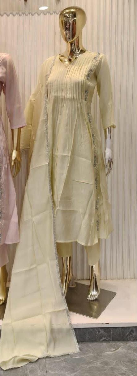 Premium Mul Chandheri Designer Kurti Set with Dupatta