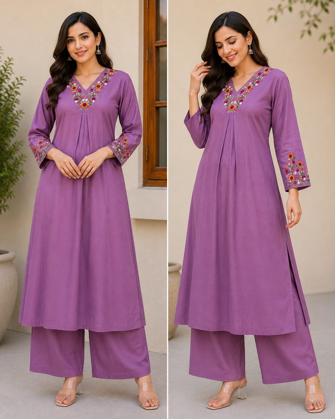 Pure Mul Chandheri Co-Ord Set with Beautiful Embroidery