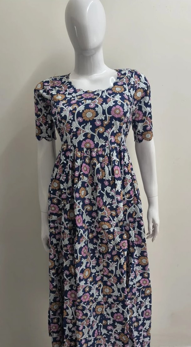 Meternity/Feeding Kalamkaari feeding Frock - 2Tire