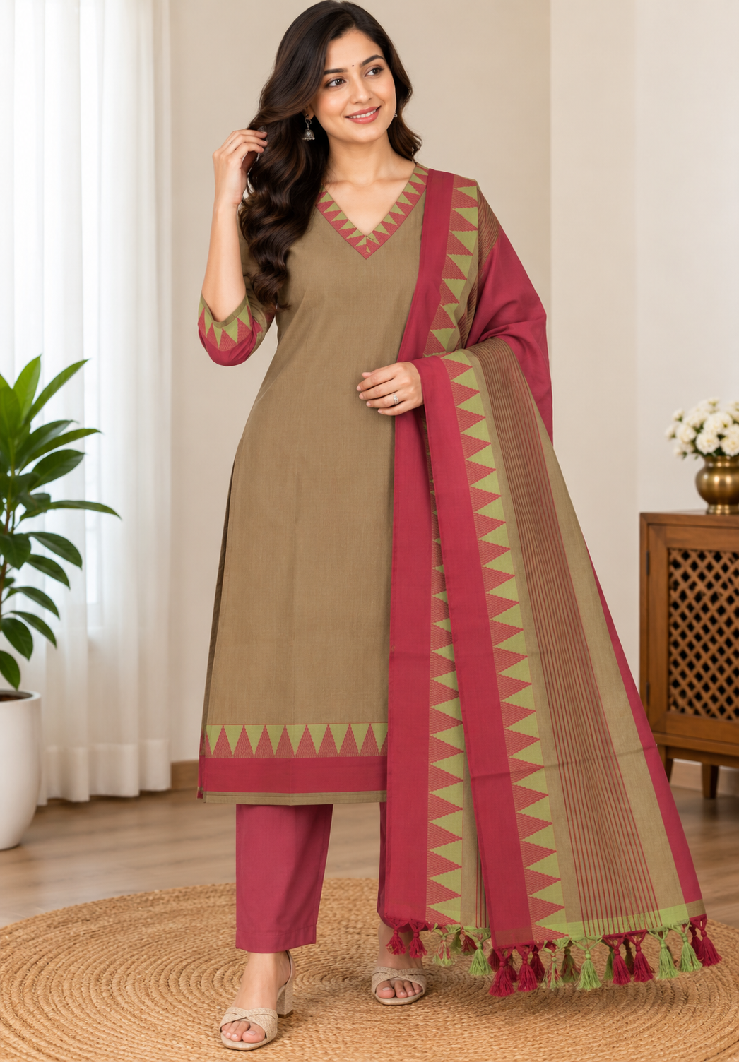 Pure Handloom Mangalagiri Kurti Set