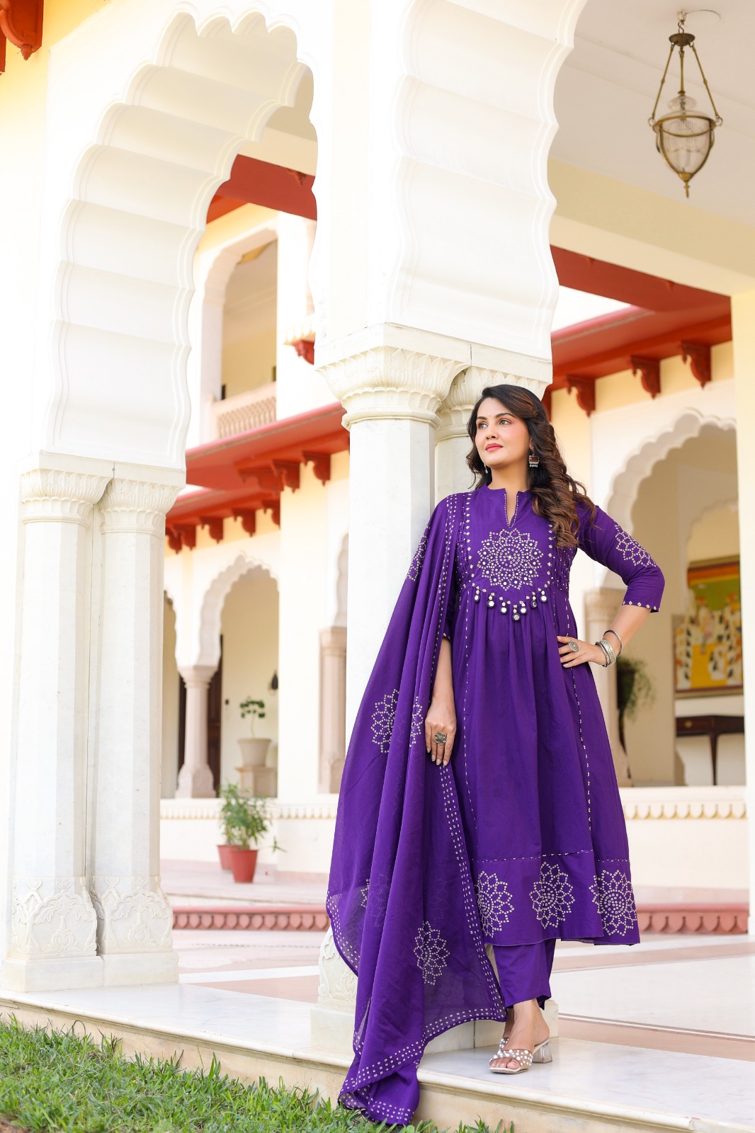 Pure 60/60 Cotton Kurti Set - With Original Mirror hangings