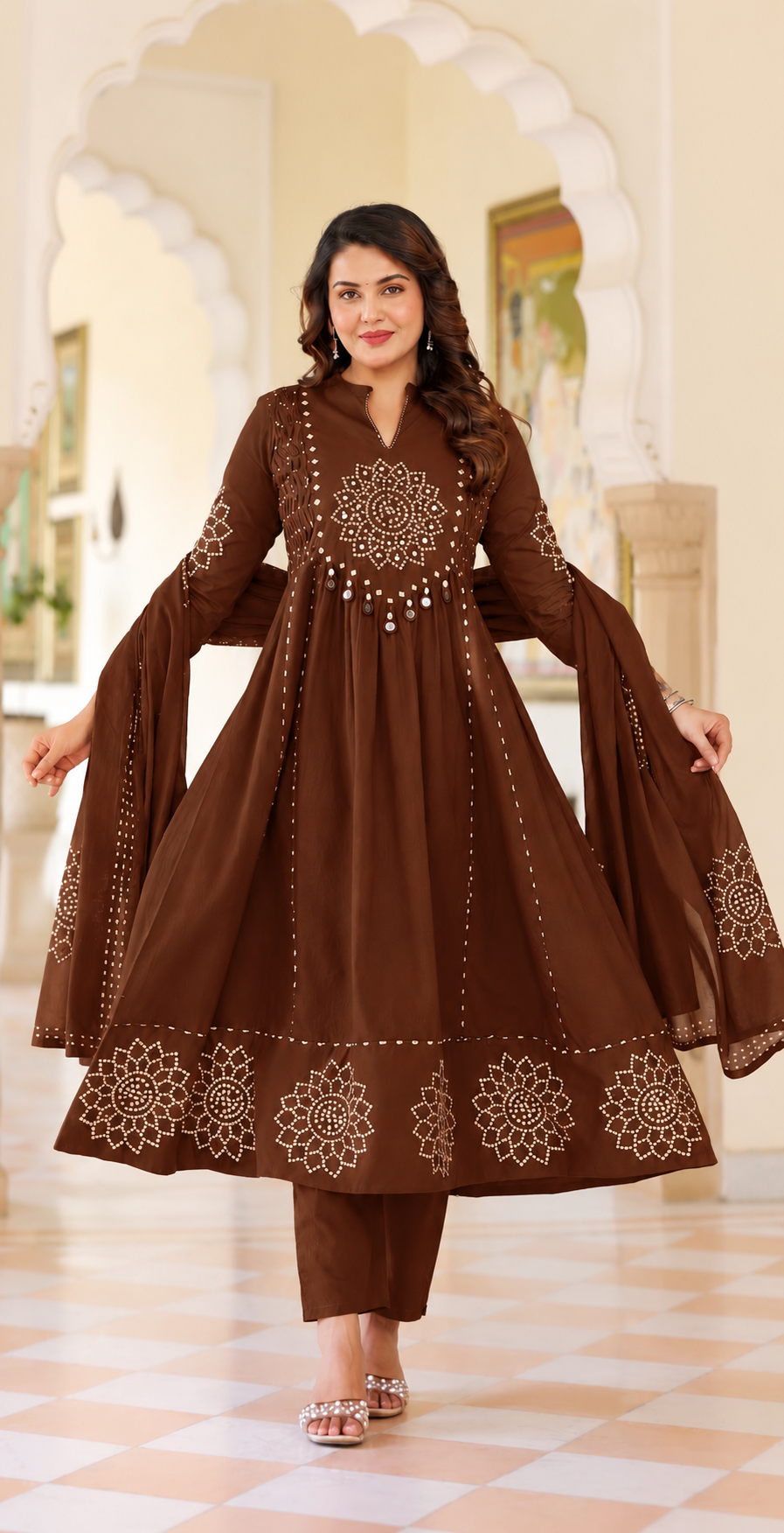 Pure 60/60 Cotton Bandini Kurti Set - With Original Mirror hangings