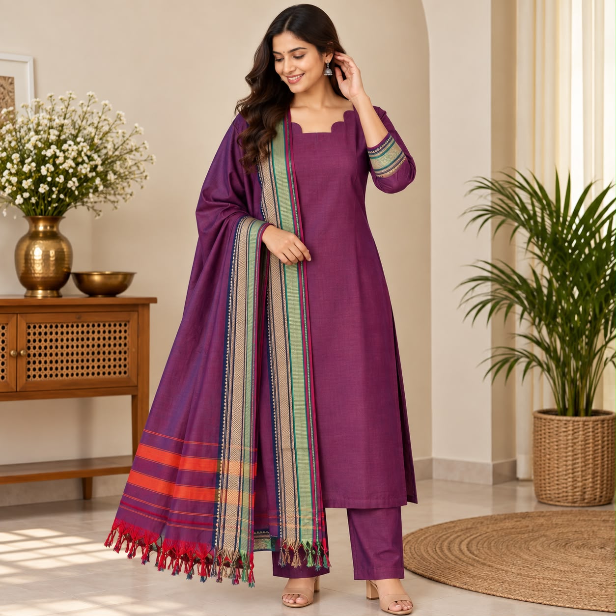 Pure Handloom Narayanapet Kurti Set