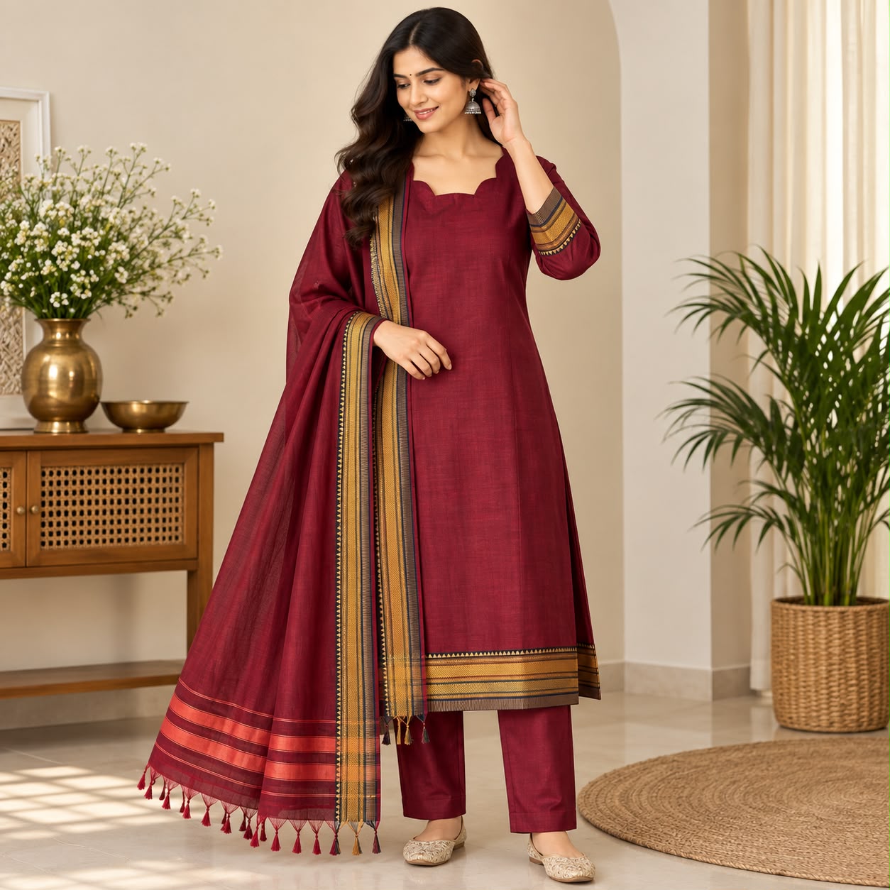 Pure Handloom Narayanapet Kurti Set
