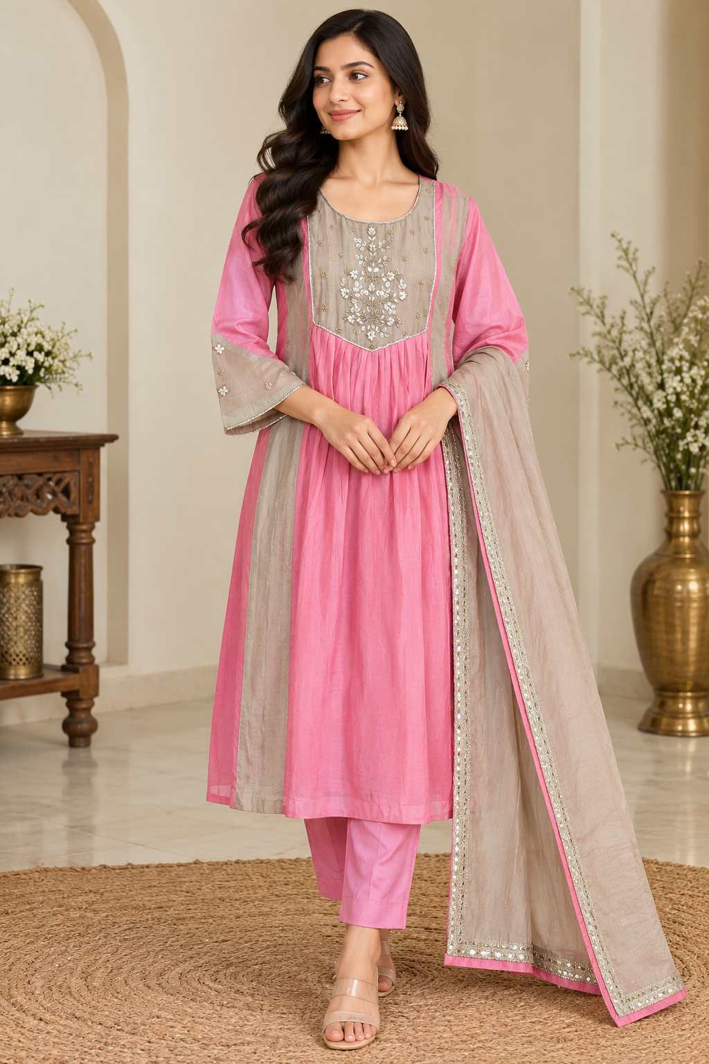 Premium Mul Chandheri Kurti Set