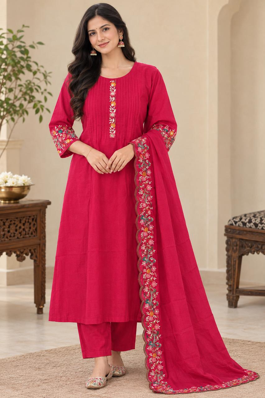Premium Mul Chandheri Kurti Set