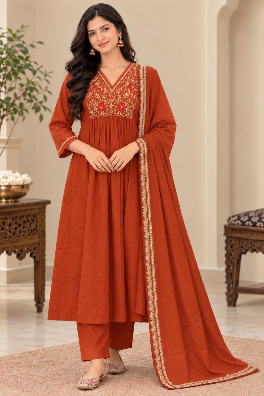 Premium Mul Chandheri Kurti Set