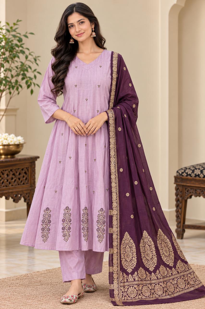Premium Mul Chandheri Kurti Set