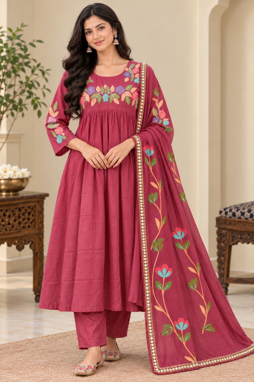 Premium Mul Chandheri Kurti Set